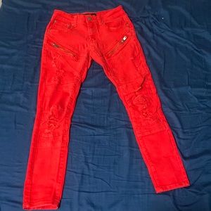 Red Copper Rivet skinny jeans